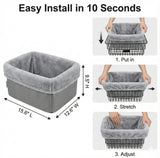 ANZOME Dog Bike Basket Liner (Liner Only), Soft Sherpa Padded Cover for Wire Bicycle Baskets, Warm Winter Pet Carrier Insert Bed with Durable Canvas & Elastic Fit (Grey)