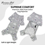 Parisian Pet Dog Pajamas – Pure Cotton Grey Sheep Dog Pjs – Stretchable Pants – Dogs Shedding Suit - Machine Washable Jammies - Puppy Body Suit – Pajamas for Large Sized Dogs - 2XL