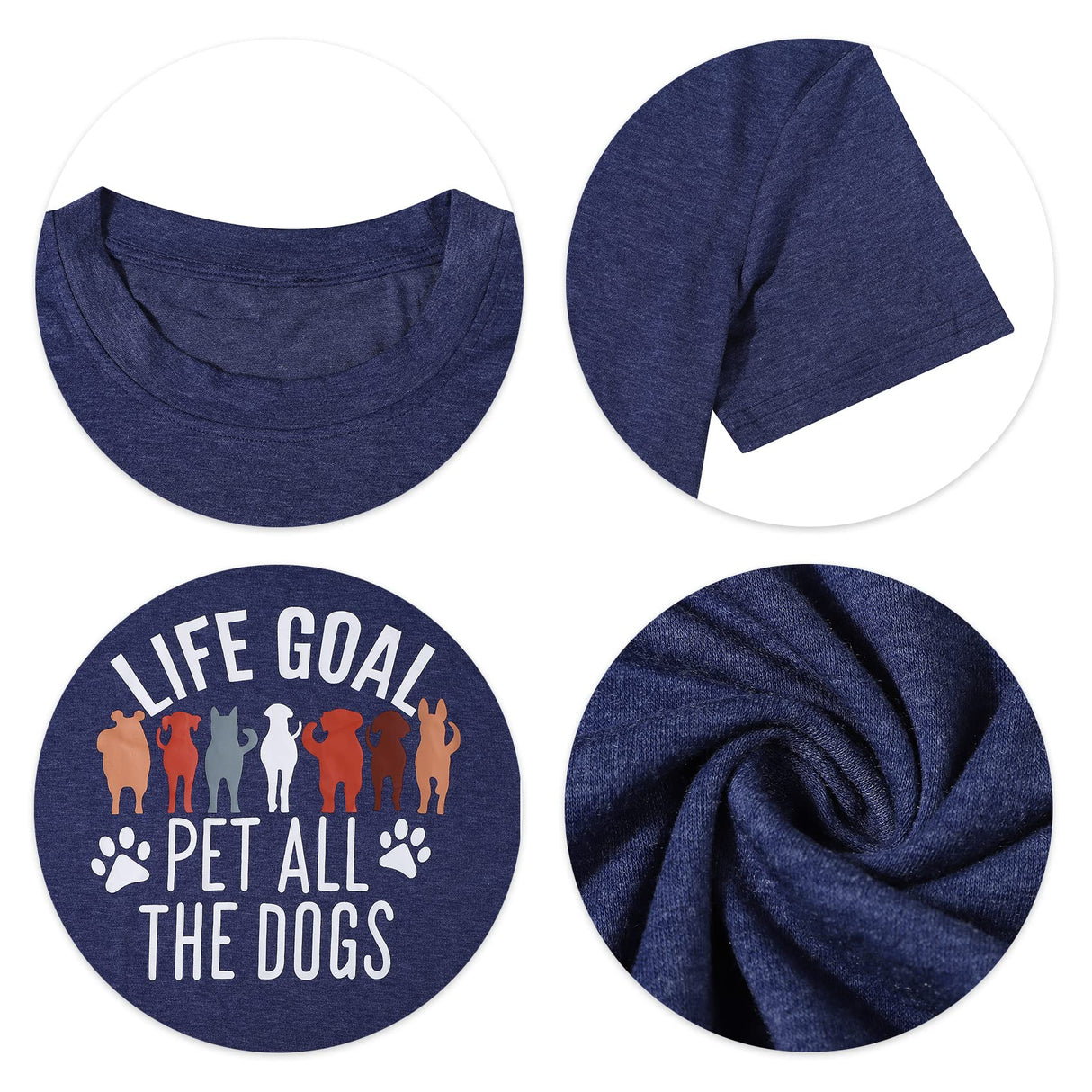 Women Mom Tshirts Life Goal Pet All The Dogs Letter Print Shirts Funny Saying Dog Lover Tee Top