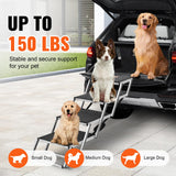 VEVOR 4-Step Dog Car Steps, Folding Dog Ramp with Nonslip Surface, Portable Pet Steps in Aluminum for Car, SUV and Truck, Supports up to 250 lbs