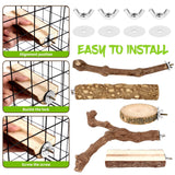 CZWESTC 8PCS Natural Grape Wood Bird Perch Set - Parrot Cage Stand with Paw Grinding Forks, Chewing Sticks & Exercise Branches for Parakeets, Cockatiels, Conures, Budgies, Finches