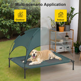 GOJOOASIS Outdoor Dog Bed with Canopy, Waterproof Outside Dog Cots Pet Bed with Removable Canopy Tent, Cat Bed Shelter, Lifted Camping Pet Bed for Medium Dogs (Blue)