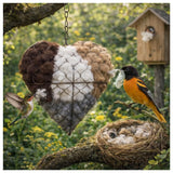 Handmade Alpaca Fiber Bird Nesting Heart, Refillable Bird Nest Love Heart with Natural Alpaca Nesting Material, Alpaca Nesting Heart for Hummingbirds, Winter Wildlife Gift (1)