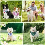 Cresue 200 Pcs Spring Dog Bandanas Bulk Floral Pet Scarves Fresh Adjustable Bibs for X-M-L Dogs Washable Seasonal Puppy Kerchief for Groomers Shelters