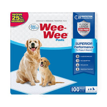 Load image into Gallery viewer, Four Paws Wee-Wee Superior Performance Unscented Pee Pads for Dogs &amp; Puppies, Quilted Leak-Proof Dog Housebreaking Potty Training Floor Protection, 22" x 23", 100 Count
