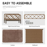wallowsun Dog Bed with Cushion, Cooling Elevated Raised Beds with Rattan Breathable Mesh and Universal Mat, Indoor & Outdoor Pet Cots for Large Dog, Brown