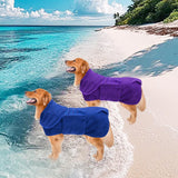 Geyecete 2 Pack Dog Drying Coat Dry Fast Dog Bag Dog Bathrobe Towel,Microfibre Fast Drying Super Absorbent Pet Dog Cat Bath Robe Towel Blue/Purple-XL