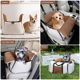 BEBAS Dog Car Seats for Small Dogs up to 25 lbs, Waterproof Dog Booster Carseat with Storage Pockets, Thickened Memory Foam & Clip-On Safety Leash, Pet Back Seat Puppy Travel Carrier, Beige