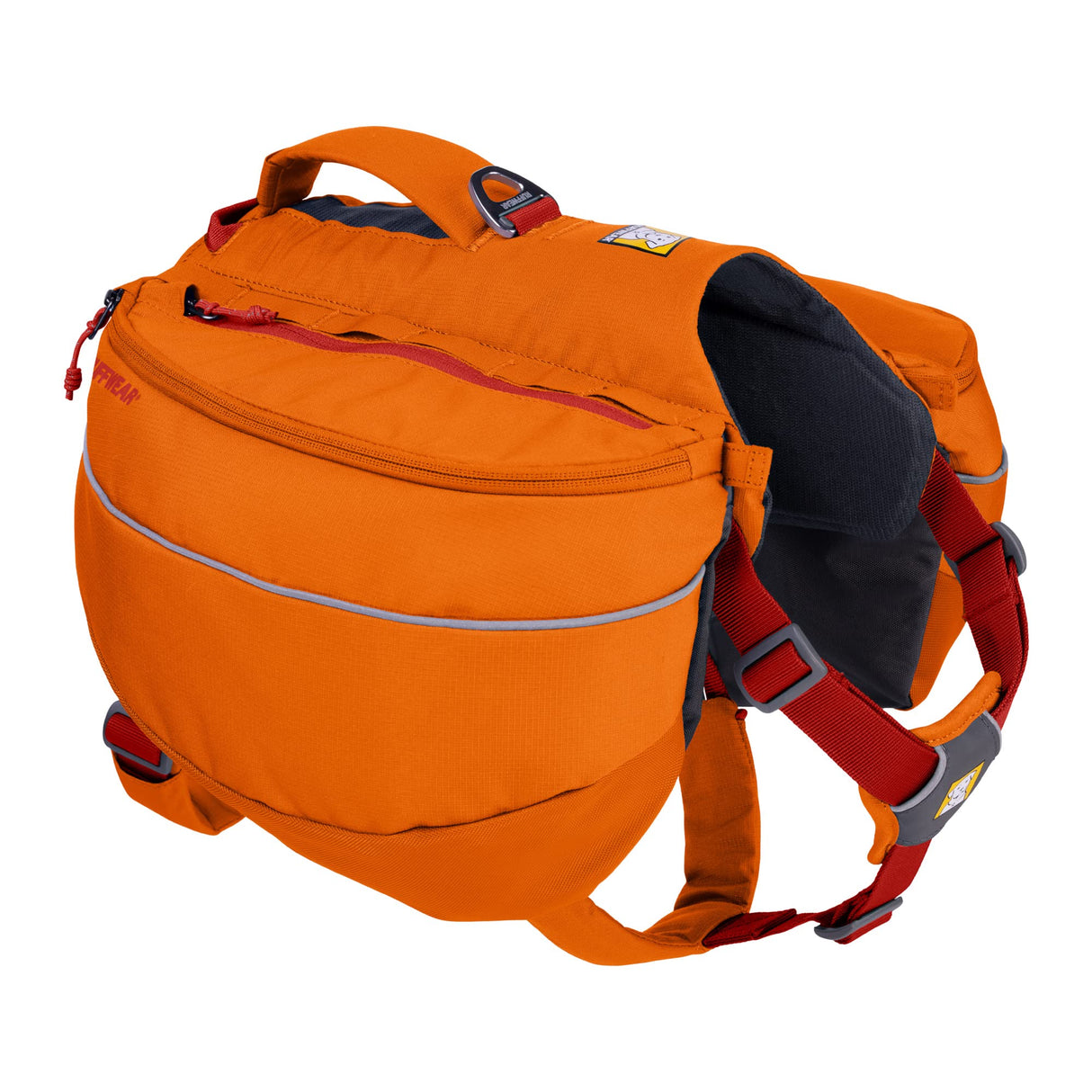 Ruffwear, Approach Pack Dog Backpack, Weight‑Forward Saddlebags with Flopper Stoppers, 5‑Point Adjustable Fit, Padded Handle, Dual Leash Points, Reflective Trim, Campfire Orange, Large/X-Large