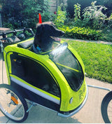 Booyah Large Pet Bike Trailer Dog Stroller & Jogger with Shocks Non Tipping. Green/Yellow