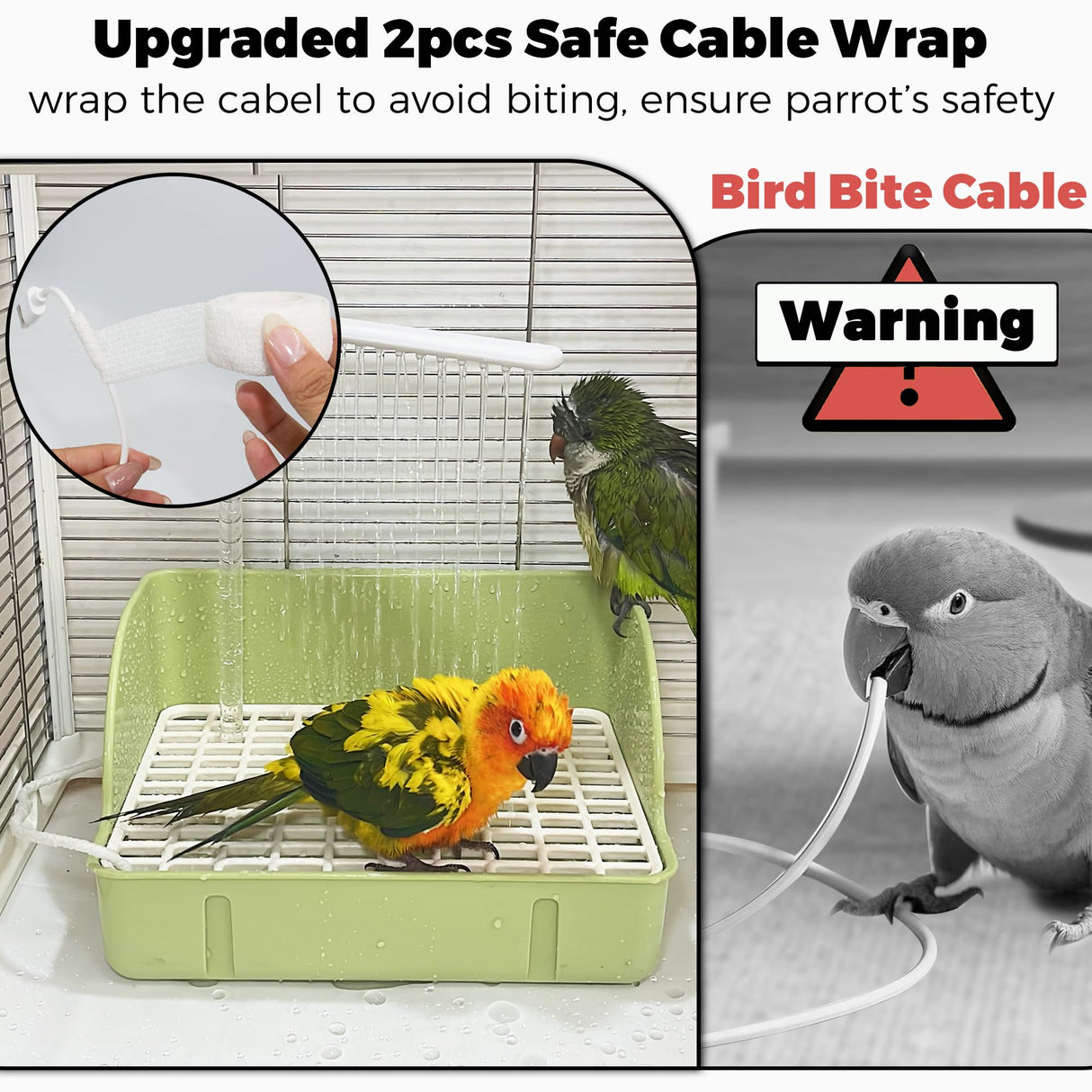 Jevnd Automatic Parakeet Bird Bath with Pump, Large Bird Shower Fountain Indoor Bathtub with Running Water, Parrot Bath Tub Faucet for Pet Birds, African Grey, Cockatiel, Conure, Budgie, Lovebird