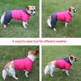 JoyDaog Fleece Lined Dog Coat with Detachable Hood and Detachable Hind Legs,Warm Puppy Jacket in Winter(Pink&Grey XS)