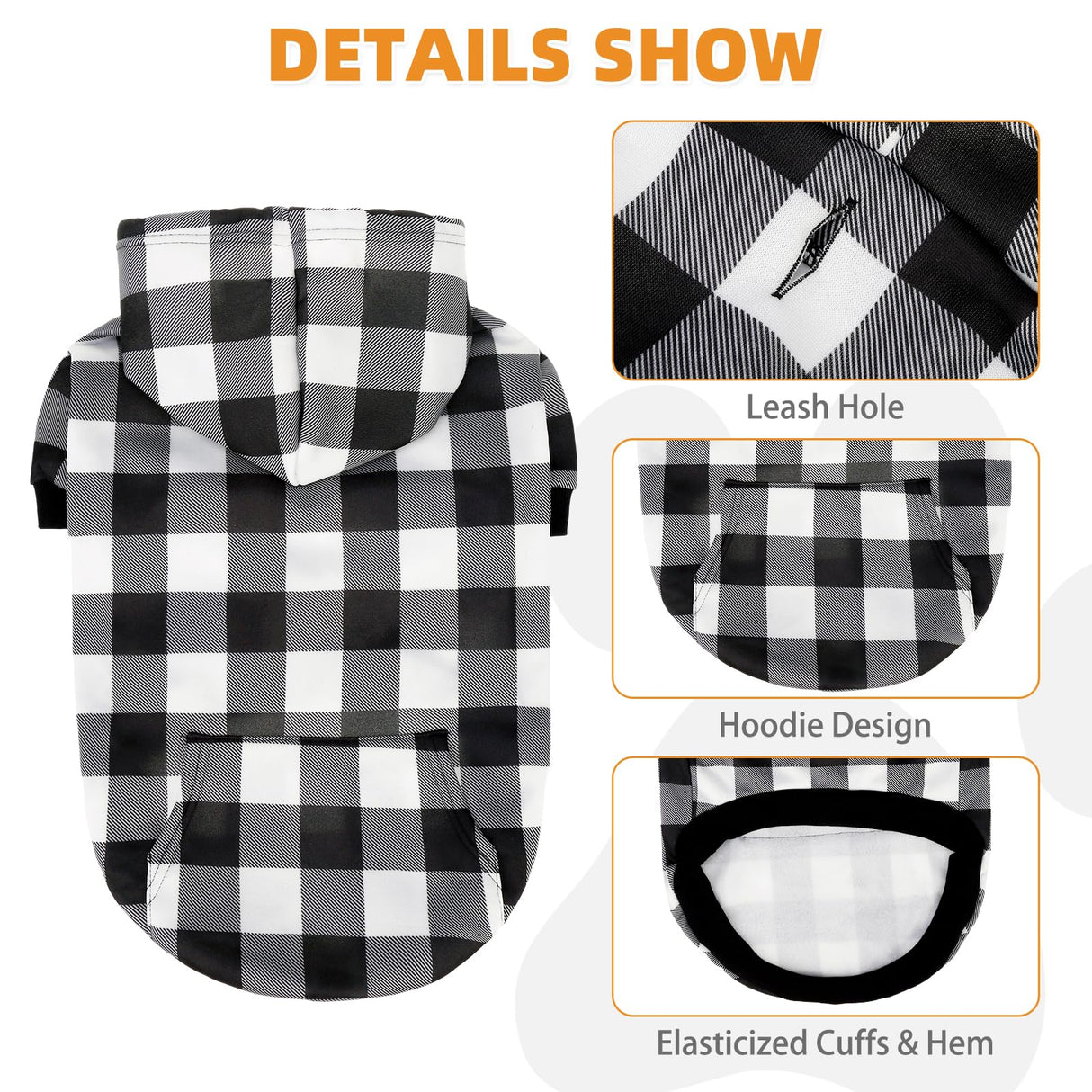 KOOLTAIL Plaid Dog Hoodie Pet Clothes Sweater with Hat and Pocket for Small Medium Large Size Dogs, Soft Winter Warm Dog Cold Weather Coat, Fleece Fall Dog Hooded Sweatshirt for Puppy Cats, XL/XXL