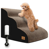 Dog Stairs for Bed 15.8'' H, 3 Step Dog Ramp for Small Dogs and Cats, Curved Dogs Steps for Sofa Couch or Chair, Portable Pet Stairs for High Bed Climbing, Non-Slip Balanced Pet Step Indoor, Brown