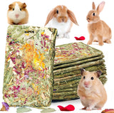 YTSKJ Rabbit Toys 20 Pack Bunny Toys Bunny Chew Toy Guinea Pig Treats Timothy Hay Toy Chips with Herbal Flowers Timothy Hay Grass Hamster Snacks Chinchillas Gerbils for Small Animals Teeth