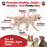 Glucosamine for Dogs Hip and Joint Supplement - Safe Joint Support - Glucosamine Chondroitin MSM Turmeric - 120 Mobility Joint Care Chews for Dogs - ActivTreats for All Breeds Ages and Sizes.