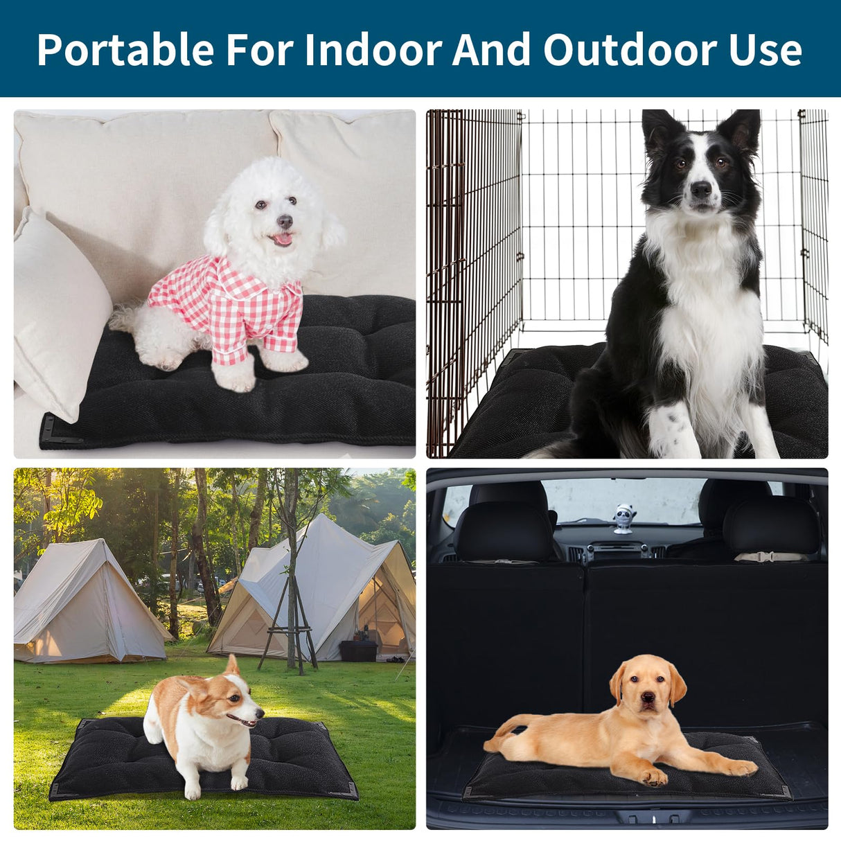 BALAPET Chew Proof Dog Bed with Metal Rivet Corner for Large Dogs, Stable Kennel Pad Mat for Teething Puppy, Durable Indoor Outdoor Crate Pad for Medium Dog Crates, 41"x28"