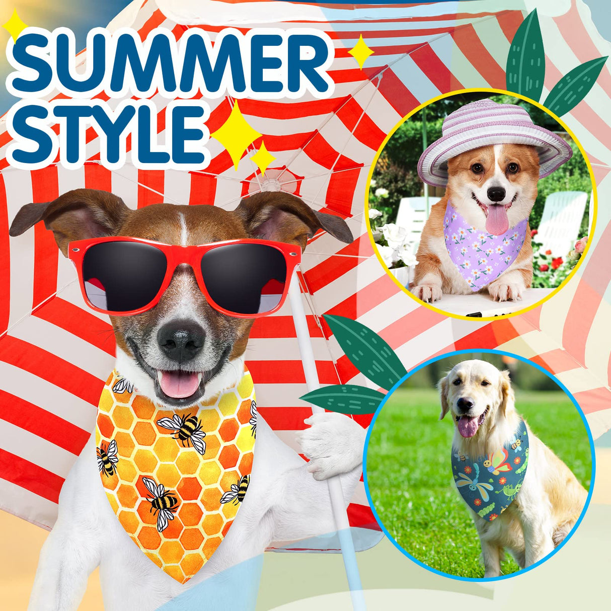 Eccliy 30 Pack Summer Flower Dog Bandanas Bulk Soft Triangle Dog Scarfs Polyester Bandana Pet Costume Cute Scarf Bibs with Flowers Patterns for Small Medium Large(Flower,X-Large)