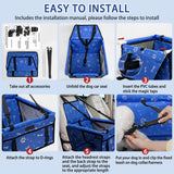 PetsHome Dog Car Seat Foldable Dog Car Booster Seat Waterproof Breathable Oxford Travel Bag for Small to Medium Dogs, Puppies, and Pets-Pattern Blue