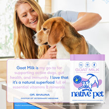 Load image into Gallery viewer, Native Pet Goat Milk for Dogs - Organic Goat Milk Powder for Dogs and Cats - Puppy Formula Dairy Replacement Packed with Protein &amp; Vitamins for Immunity, Recovery &amp; Growth for Active Pups - 60 Scoops

