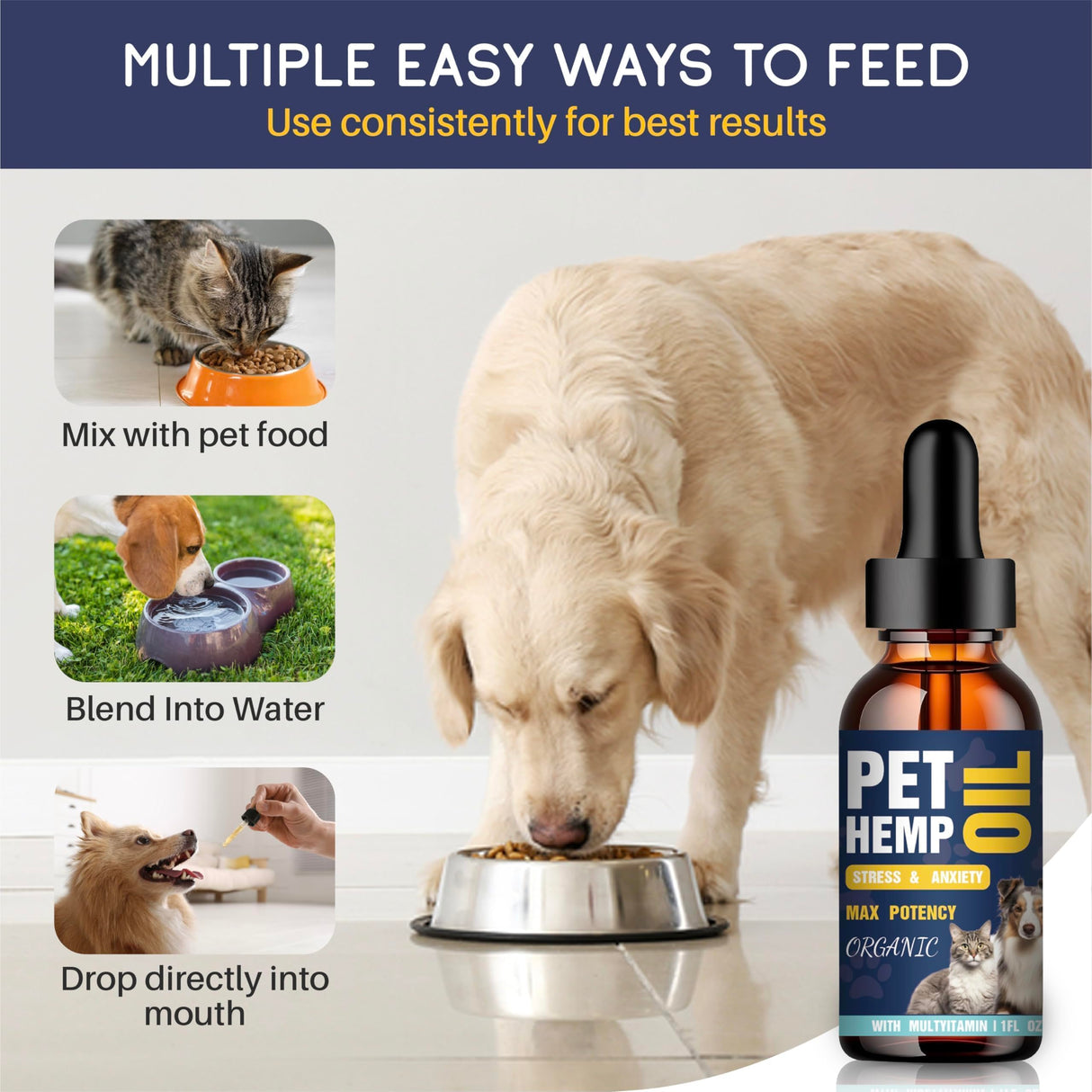 Hemp Oil for Dogs and Cats 3 Pack Organic Helps with Аnxiеty, Calming, Pain Relief, Hip Joint, Arthritis, Seizures Supplement for Smal & Large Pets with Omega 3-6-9 Oil Fast Results