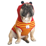 iChoue French Bulldog Bee Honeybee Bumblebee Caterpillar Insect Halloween Costumes Hoodies Sleeveless Clothes Outfits Cosplay Shirts for Dogs Frenchie Pug Boston - Red Yellow, Medium