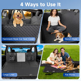 REDASW Dog Car Seat Cover for Back Seat Waterproof Oxford Fabric, Hard Bottom Back Seat Extender for Dogs Scratchproof, Dog Hammock for Car with Mesh Window, Fit Most Cars Small Trucks, Black