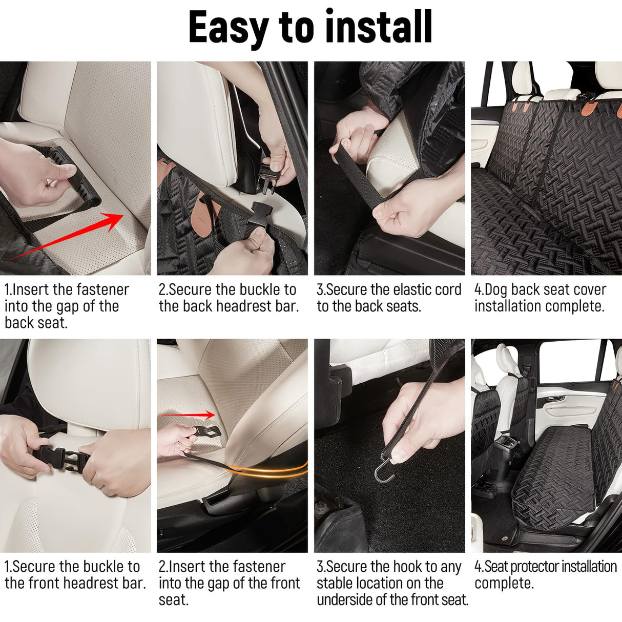 YJGF Dog Car Seat Cover for Back Seat Truck,Truck Back Seat Pet Cover for Dogs,Waterproof Scratchproof Rear Bench Seat Cover Protector (Black, XL)