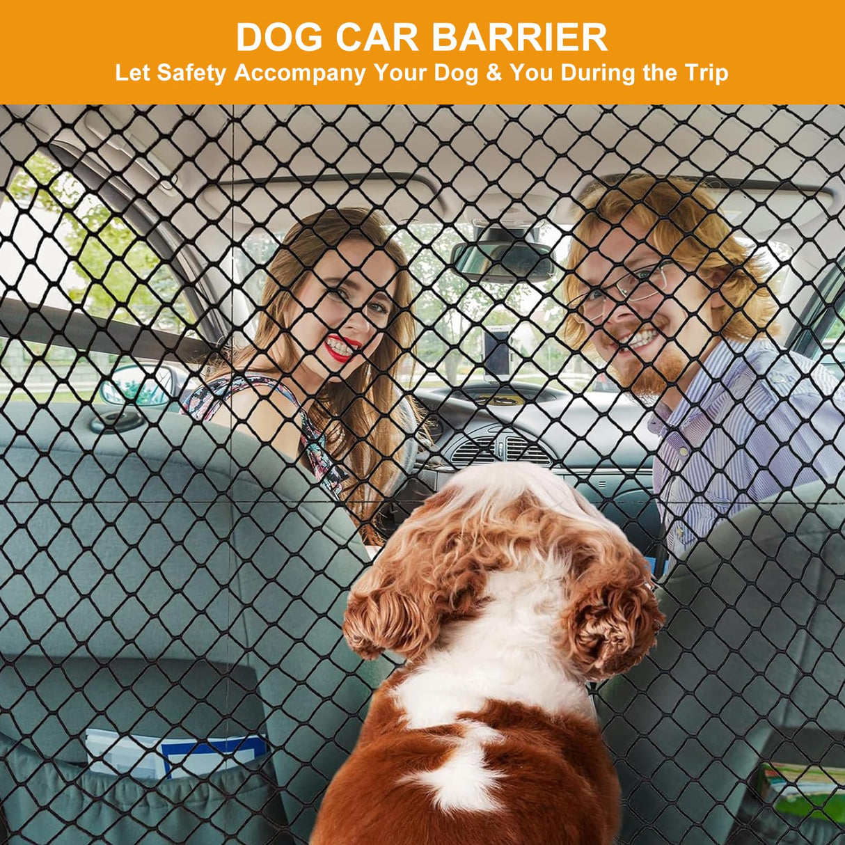 Q-DDOIT Dog Car Barrier 47" Wide for Trucks/SUVs/Full Sized Sedans Pet Restraint Car Backseat Divider Vehicle Gate Cargo Area Travel Trunk Mesh Net Screen Barricade