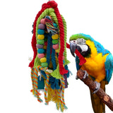 GILYGI 20.5 inch Parrot Chewing Toys - Wooden Block Tearing and Cotton Rope Toys for Medium Large Extra Large Parrot Conures African Grey Amazon Cockatoo and Macaw