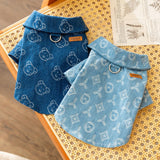 Dog Clothes for Small Dogs - Denim Shirt With Leash Ring, Puppy Sweatshirt, Cat Shirts, Pet Outfits - Light Blue M