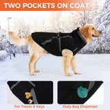 Mihachi Dog Snow Jacket Waterproof Dog Coat with Harness Built in,Thick Fleece Lined & Pockets,Turtleneck Warm Winter Jacket for Small Dogs Reflective Fleece Vest with Zipper,Snowsuit Outfit, Black S