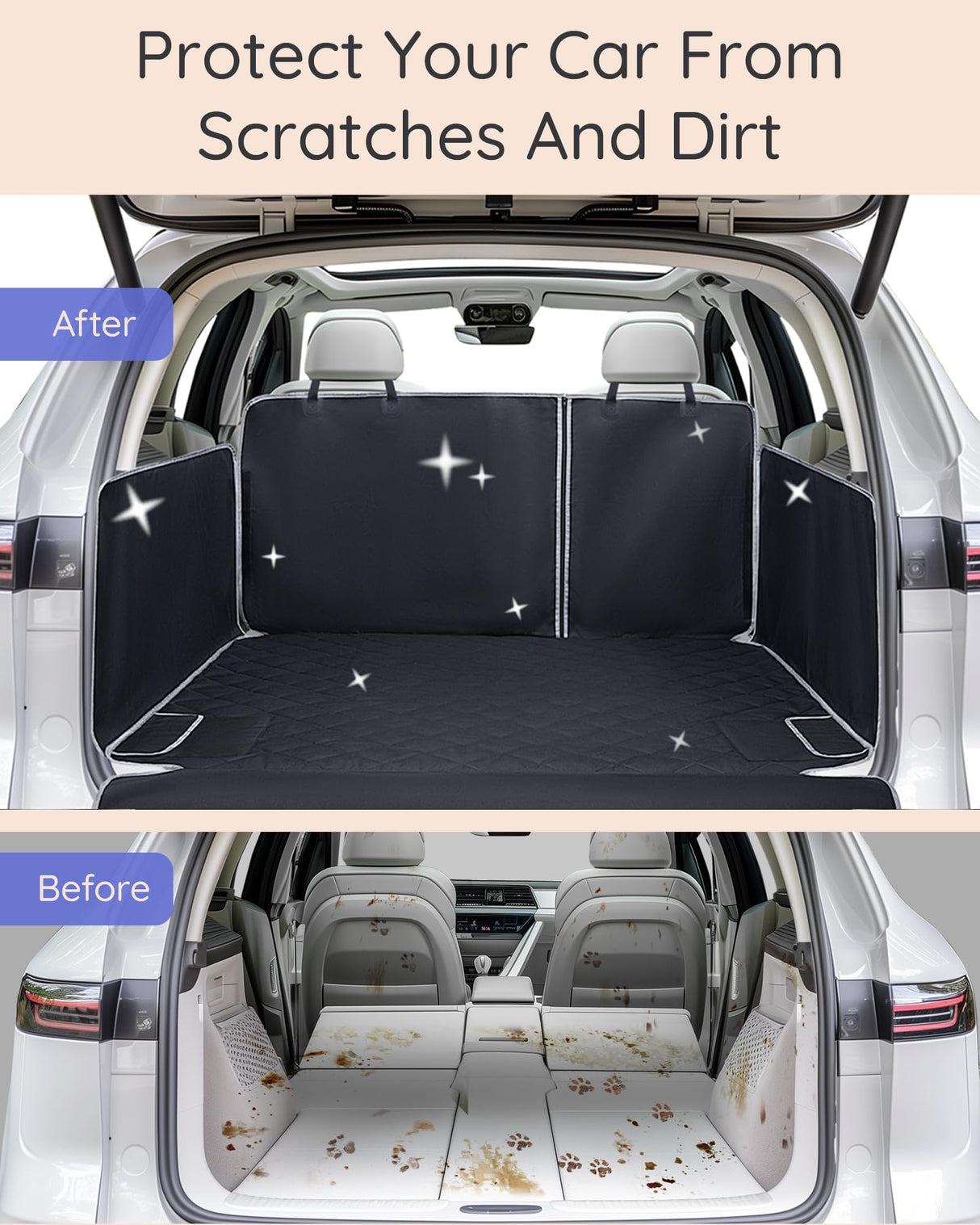 NOBLE DUCK SUV Cargo Liner Waterproof Scratch-Resistant for Dogs Pet Trunk Mat with Non-Slip Bumper Flap Protector Heavy-Duty Cover for Sedans SUV