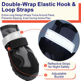 SeranPup 2 Pack Dog Boots for Medium to Large Dogs, Non-Slip Dog Shoes with Reflective Straps for Hot Pavement&Winter Snow, Breathable Water-Resistant Paw Protector with Anti-Skid Sole, Size5, Black