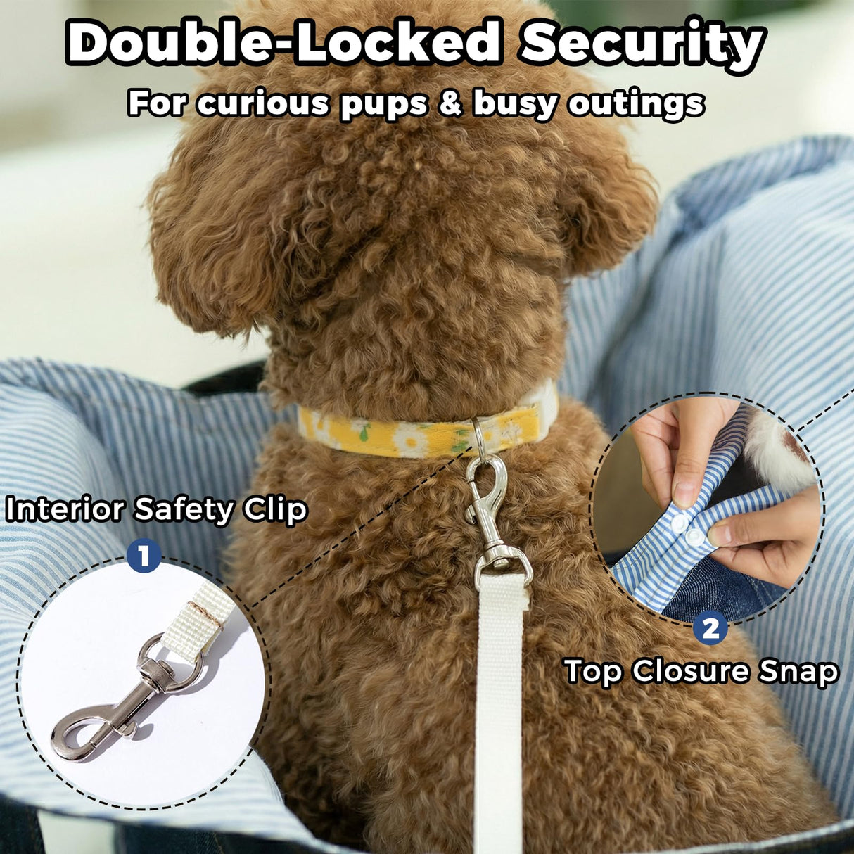 ABUUL Dog Purse for Small Dogs & Cats – Padded Straps, Removable Hard Bottom, Side Pockets, Safety Tether, Premium Denim and Soft Cotton Lining, Machine Washable,Up to 13 Lbs (Dark Blue)
