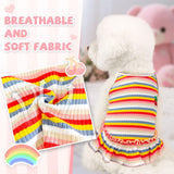 XGDMEIL Cute Small Dog Dress Girl Female Dog Clothes Spring Summer Pet Puppy Cats Striped Dress Outfits for Shih Tzu Yorkies Chihuahua Maltese(4 Pcs,X-Large)
