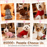 Hpetppy Dog Sweater Dress with Bowtie Turtleneck Warm Pullover Pet Sweater Soft Comfy Knitwear Dog Sweaters for Small Dogs Girl Pet Winter Clothes Cat Apparel with Leash Hole (Brown M)