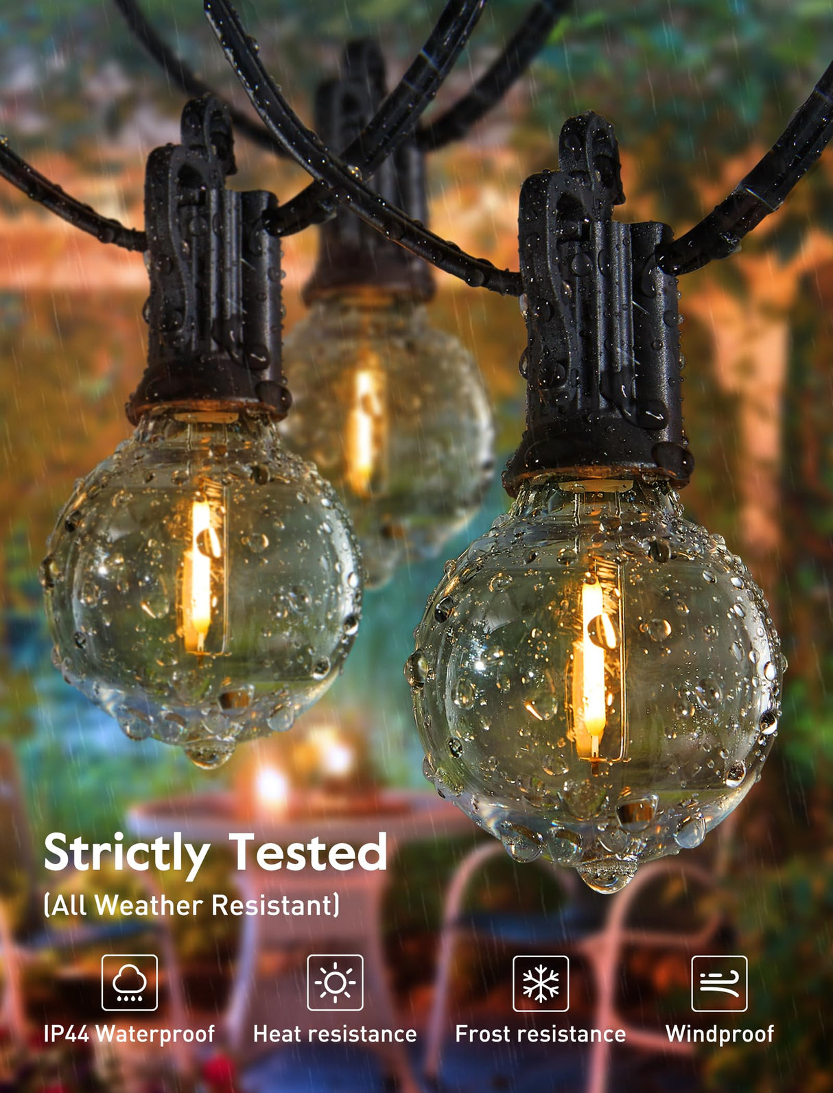 Brightown 200FT LED Outdoor String Lights - Patio Lights with 100 Shatterproof Clear Dimmable Edison Bulbs, Waterproof Connectable Hanging Lights for Outside Backyard Porch Party Christmas Decoration