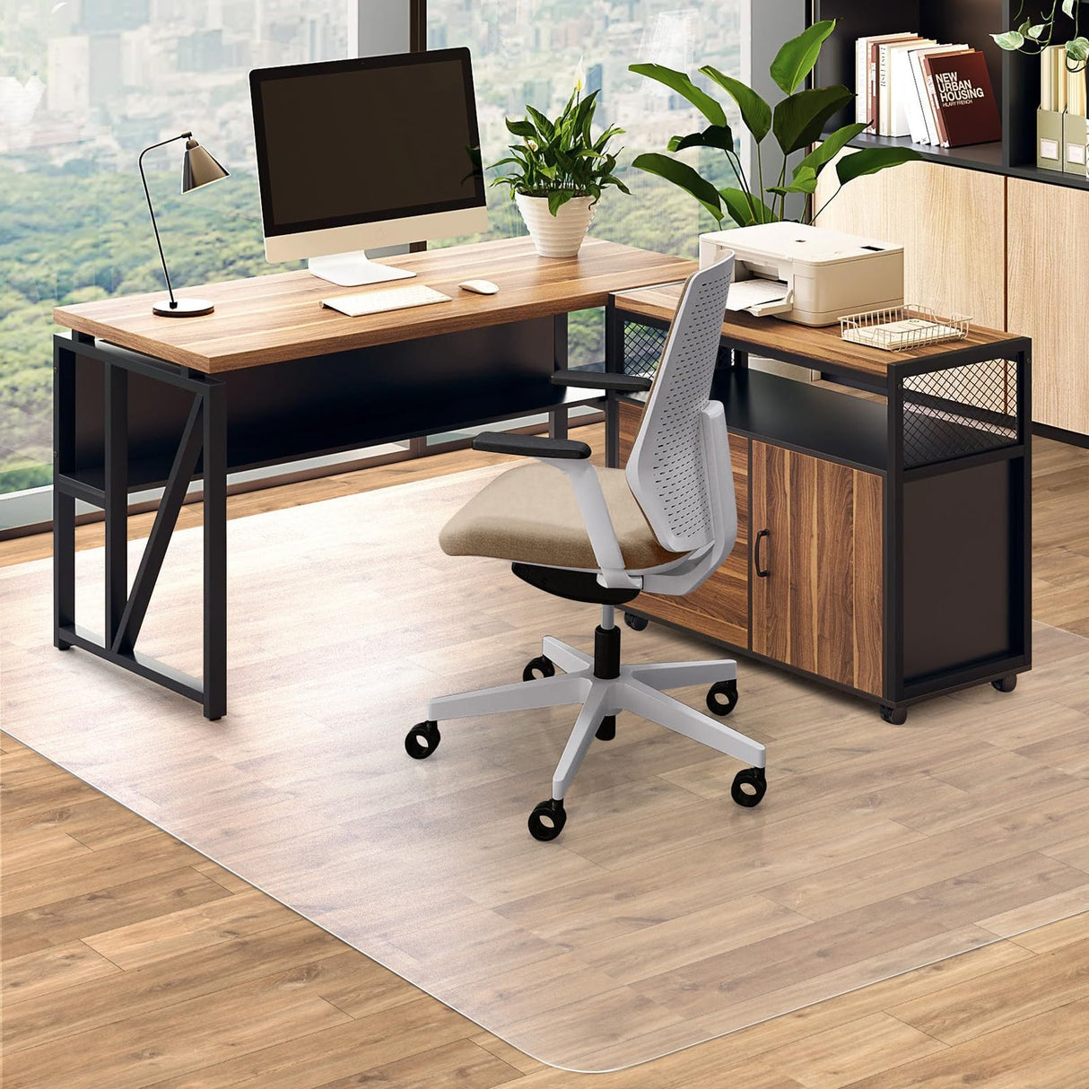 QQpony Clear Chair Mat, 60" x 47" Large Chair Mat for Hard Floors, Area Rug for Living Room, Waterproof Vinyl Floor Mat for Kids and Pets, Desk Mat for Home Office (Clear)