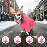 PETLESO Dog Coat for Small Dogs, Winter Pet Warm Jacket Cold Weather Windproof Puffer Jacket with Leash Hole, Button Fixable Hat, Pink XXL