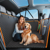 lufebut Hard Bottom Holds 420LBS, Dog Car Seat Cover for Back Seat, Back Seat Extender for Dogs, Back Seat Extender for Car Travel Bed with Mesh Window