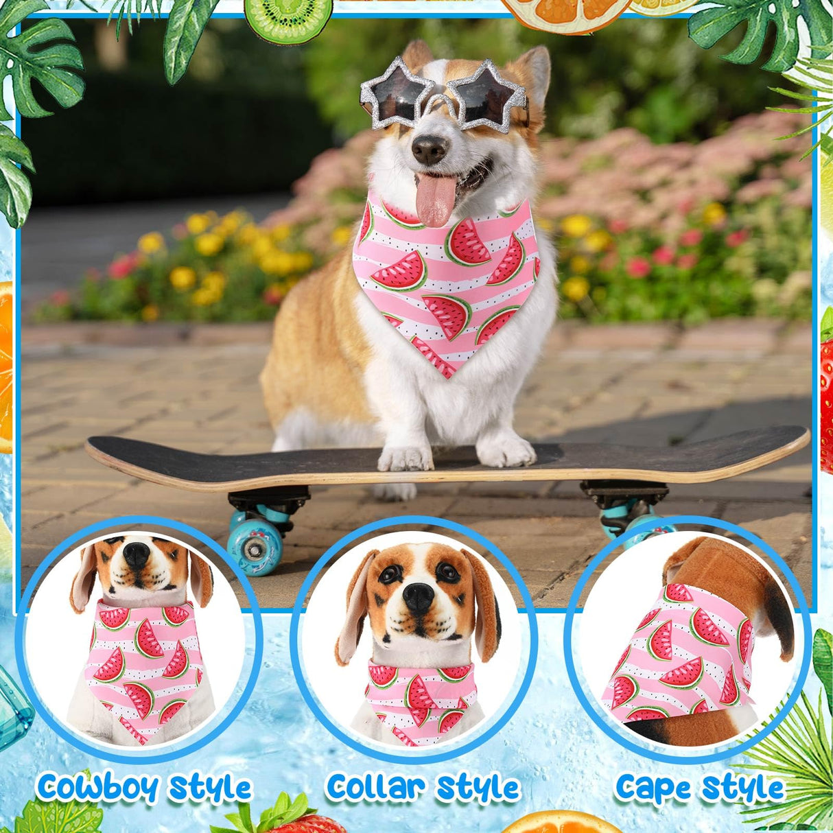 Aliceset 240 Pcs Summer Hawaii Dog Bandana Bulks Flamingo Fruit Patterns Printing Dog Kerchief Set Bibs Triangle Pet Scarf Soft Gifts Daily Cat Puppy Costume Accessories for Small and Medium Puppy