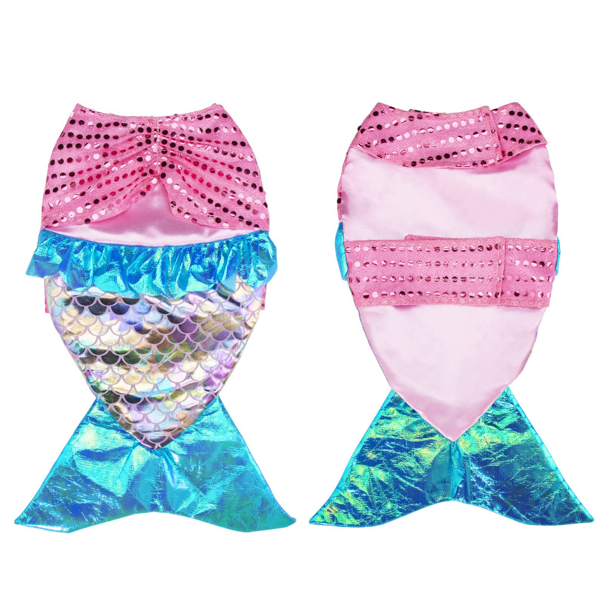 Mermaid Dog Costume - Funny Shiny Halloween Mermaid Costume for Small to Medium Dogs Puppy, Pet Cat Cosplay Outfit Apparel for Christmas Birthday Parties Photo Props