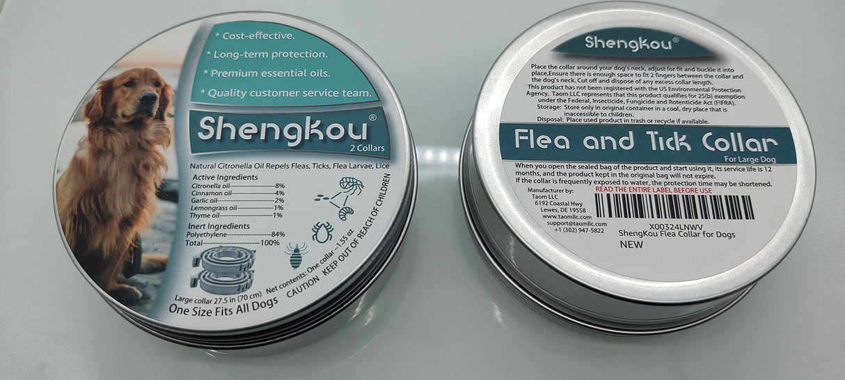 Flea and Tick Collar for Large Dog, Safe, Waterproof, Free Comb, Charity 2 Packs