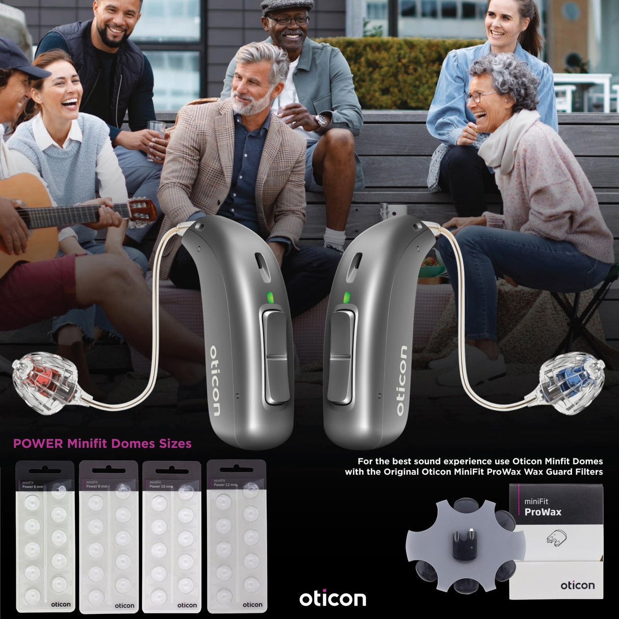 Genuine Oticon Hearing Aid Domes Minifit Power 12mm (0.47 inches - XLarge), Oticon Branded OEM Denmark Replacements, Authentic Accessories for Optimal Performance -3 Pack/30 Domes Total