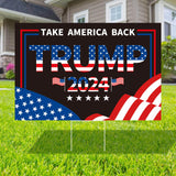 Probsin Trump 2024 Yard Sign with Metal H Stakes Double Sided 16" x 24" Trump Take America Back Black Signs Voted for Trump Outdoor Decorations for Indoor Outdoor Lawn, Garden, Window, Party Supplies