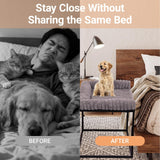 Large Bedside Dog Bed for Medium & Large Dogs, Height Adjustable Cosleeper Next to Human Bed, Elevated Sturdy Frame with Washable Cushion for Heavy Dogs