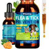 Woyamay 4-IN-1 Flea and Tick Prevention Drops for Dogs and Cats, Natural Cat & Dog Flea and Tick Treatment, Supports Flea Defense, Gut Health, Skin & Coat Nourishment, and Immune Support, Bacon Flavor