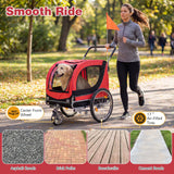 Giantex 2-in-1 Dog Bike Trailer & Pet Stroller for Large Dogs – Foldable Pet Carrier Cart with Front Caster & 2 Air-Filled Tires, Breathable Mesh, PVC Rain Cover, 176 lbs Capacity (Red)
