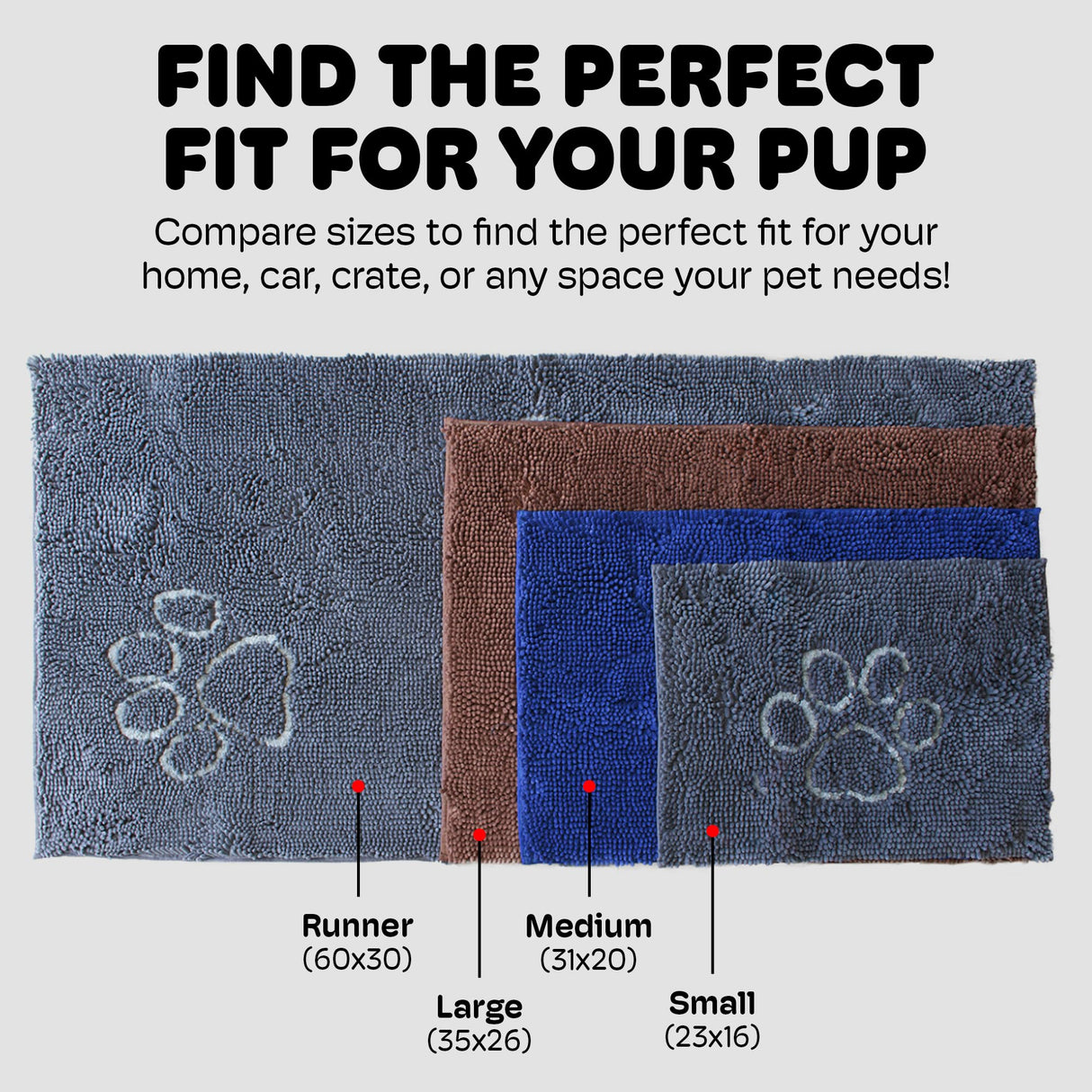 Dog Gone Smart Dirty Dog Doormat - Fast Drying Rug with Super Gripper Backing for Clean Floors - Super Absorbent and Machine Washable Mat for Muddy Paws - Maroon